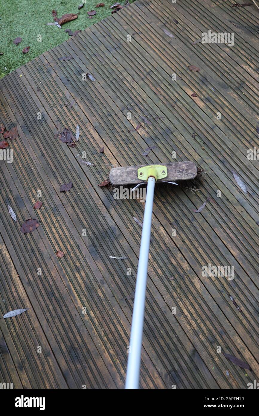 Wash and brush up decking area, soapy water in a bucket and brush for