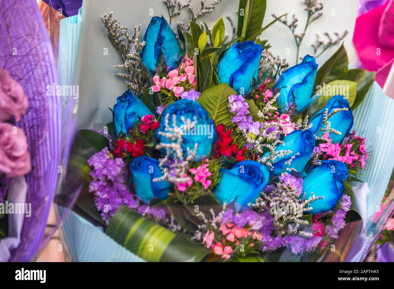 Bouquets of flowers at the Hong Kong Flower market Stock Photo Alamy