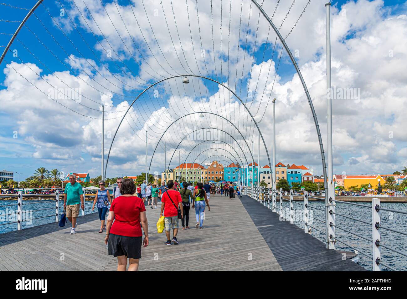 Crossing Pontoon Bridge in Curacao Stock Photo Alamy