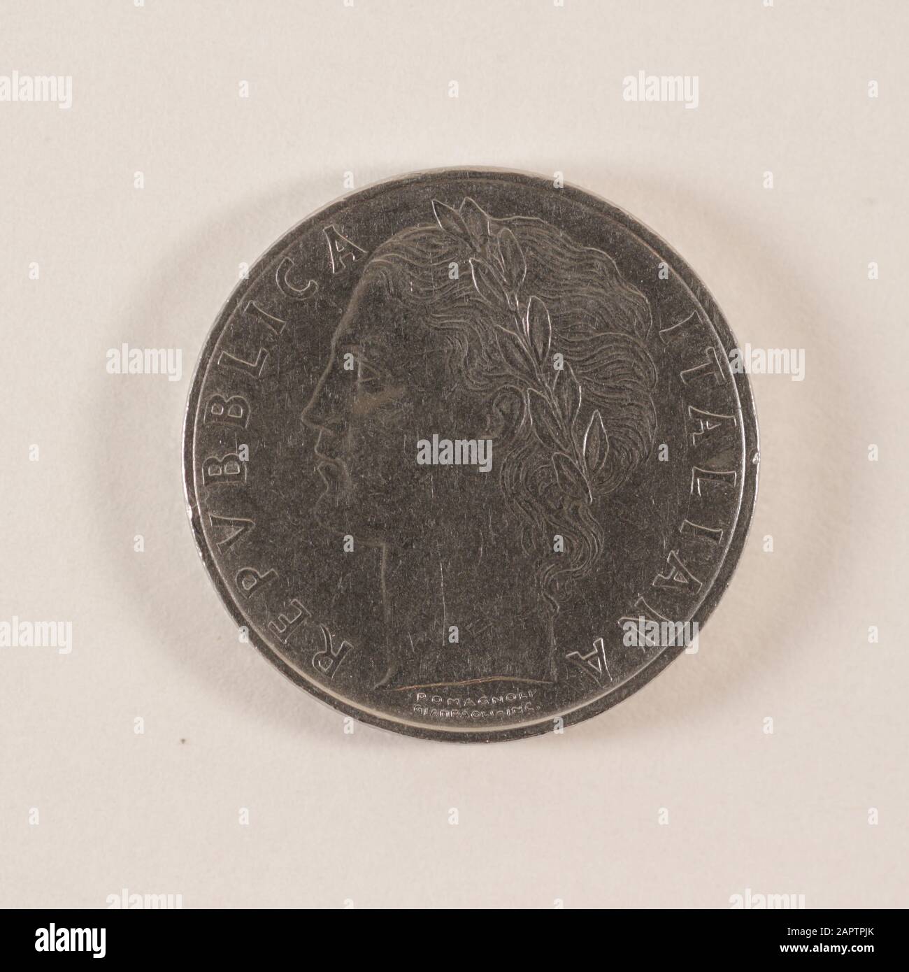 Rückseite einer ehemaligen Italienischen 100 Lire Münze Stock Photo