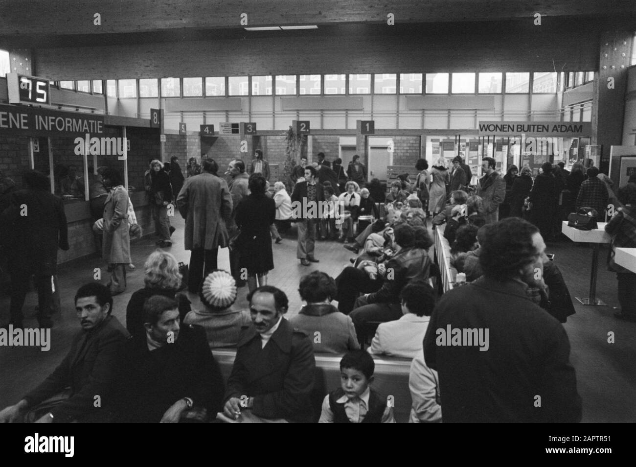 Large crowds at the service Re-housing in Amsterdam  housing, housing, housing associations Date: April 12, 1977 Location: Amsterdam, Noord-Holland Keywords: housing, housing associations, housing associations housing Stock Photo