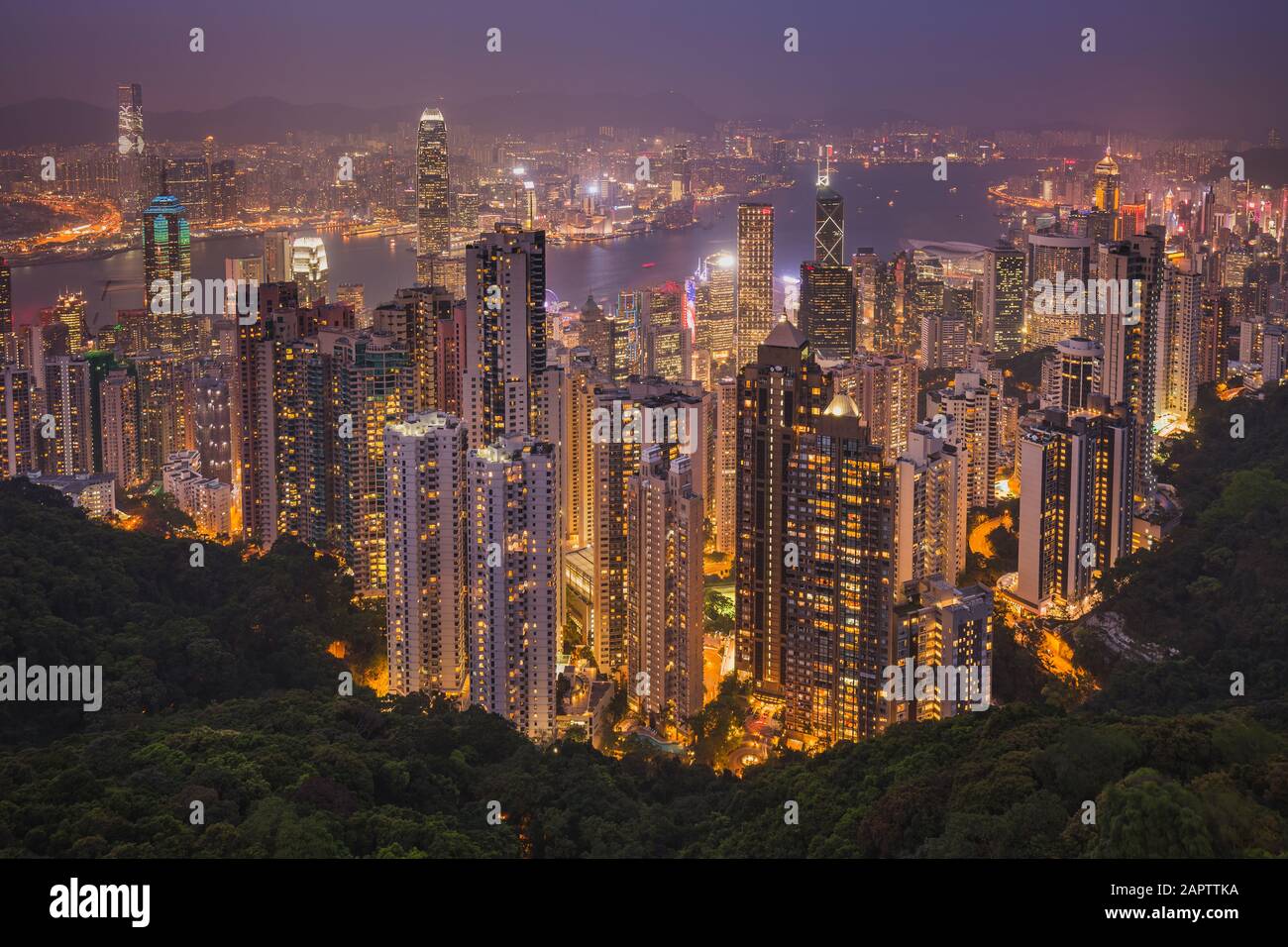 Panoramic view of Hong Kong from Victorias Peak Stock Photo - Alamy