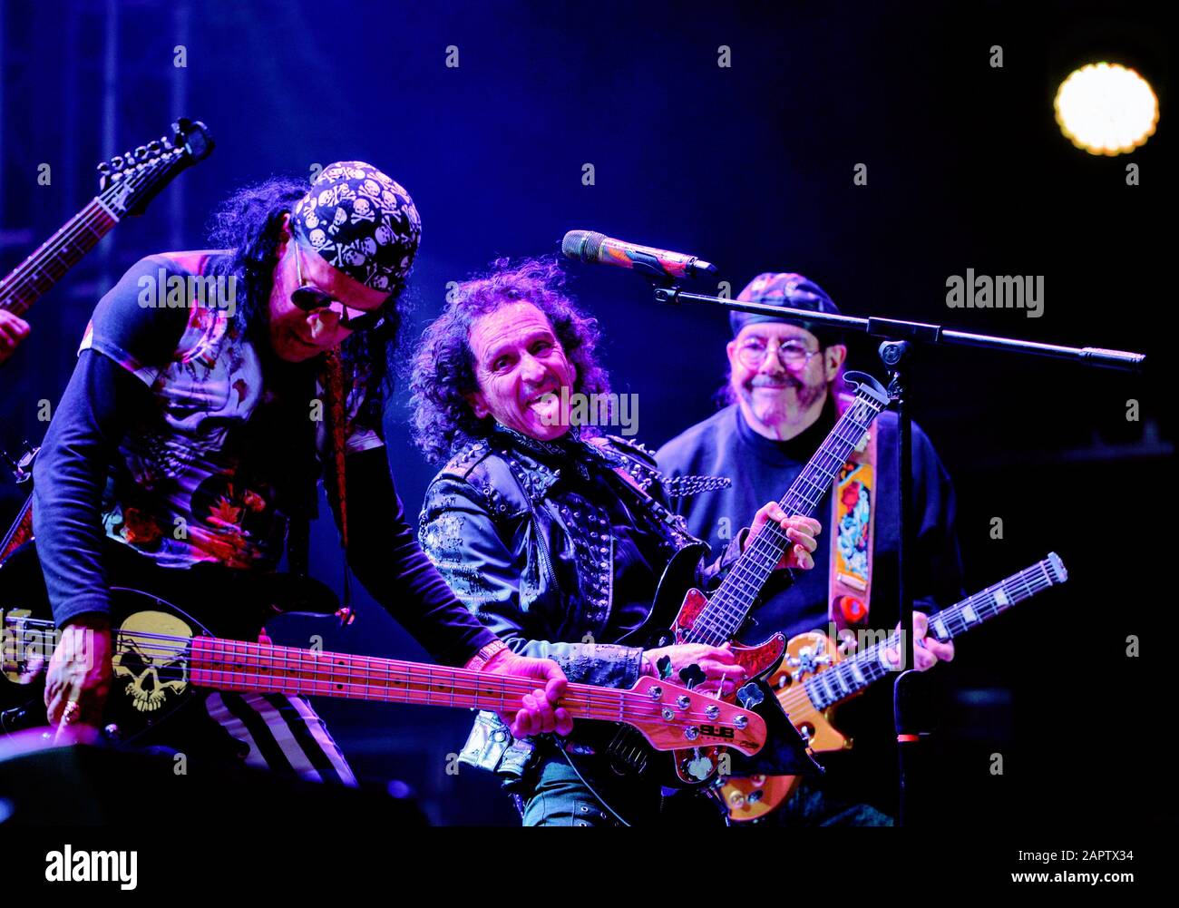 The rock band El TRI de Mexico, during his concert at the Alfonso Ortiz Tirado Festival, FAOT in Alamos, Sonora on January 23, 2020. Alex Lora. (Photo: NortePhoto.com)..  La bada de rock El TRI de Mexico, durante su concierto en el Festival Alfonso Ortiz Tirado, FAOT en Alamos, Sonora el 23 enero 2020. Alex Lora  (Photo: NortePhoto.com) Stock Photo