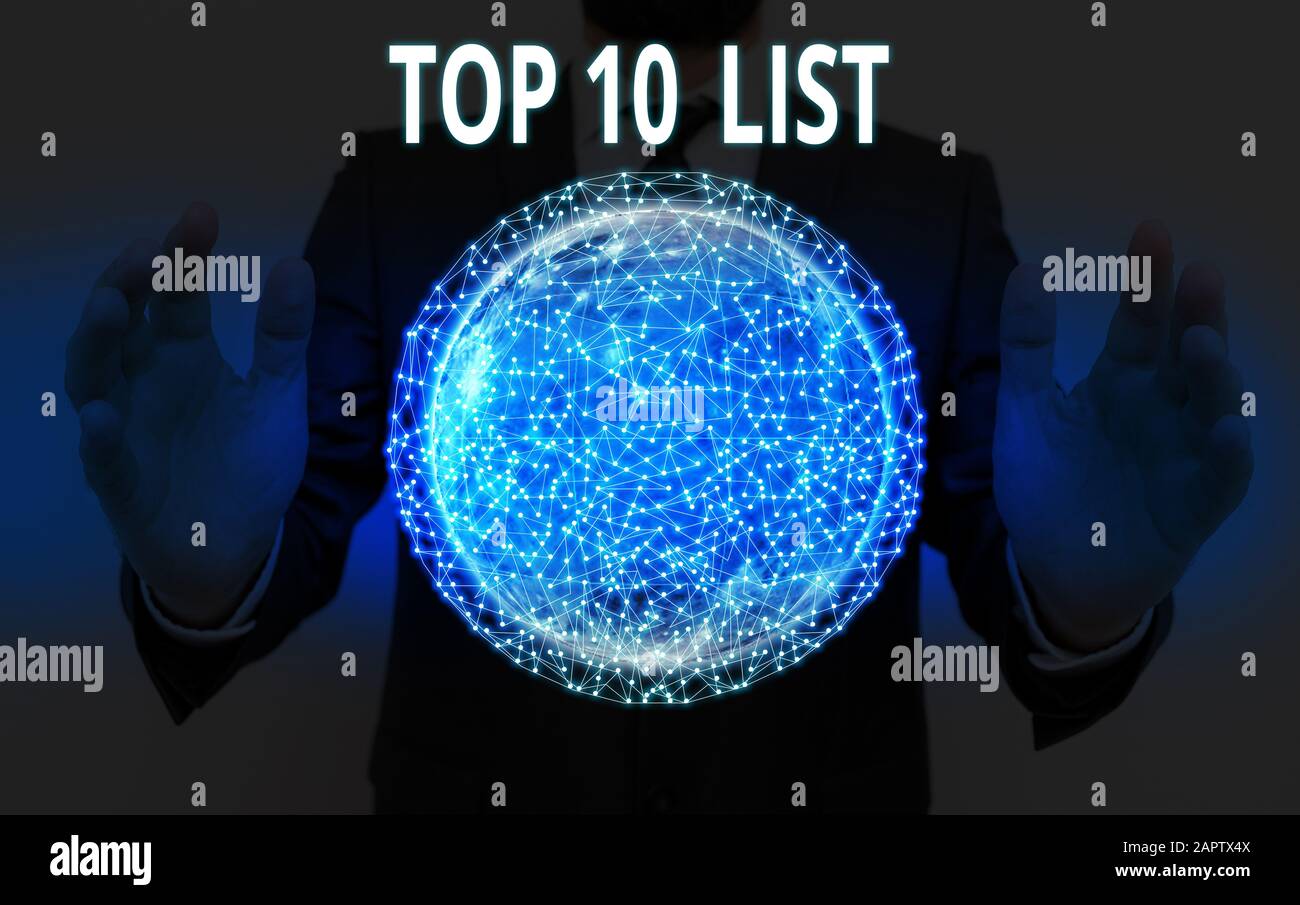 Top 10 Examples Word writing text Top 10 List. Business photo showcasing the ten most ...