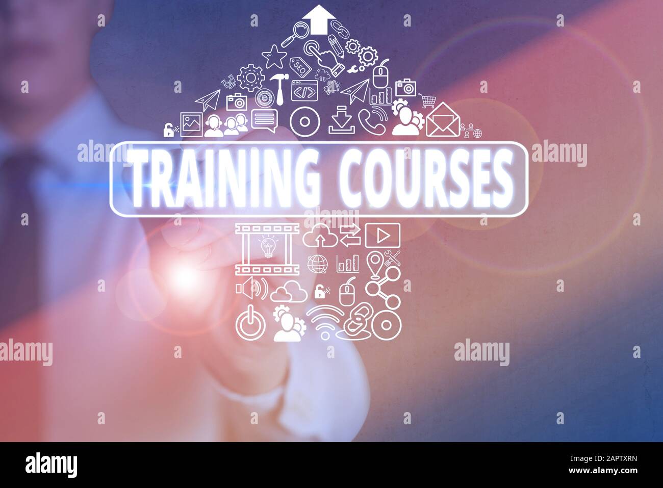 Comprehensive Training Symbolic Conceptual hand writing showing Training Courses. Concept meaning ...