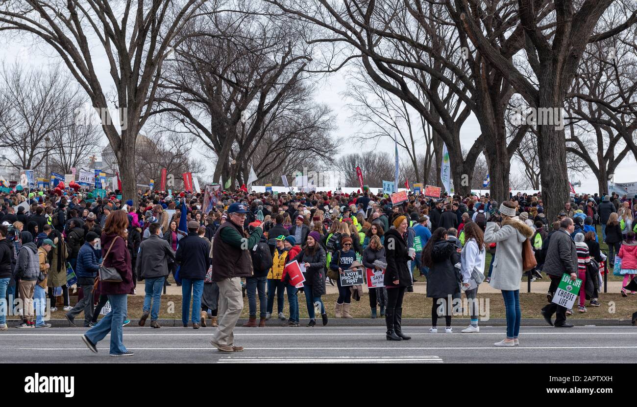 Washington DC, USA — March 24, 2020. Thousands of people gather for the annual March for Life rally in Washington, DC. Stock Photo