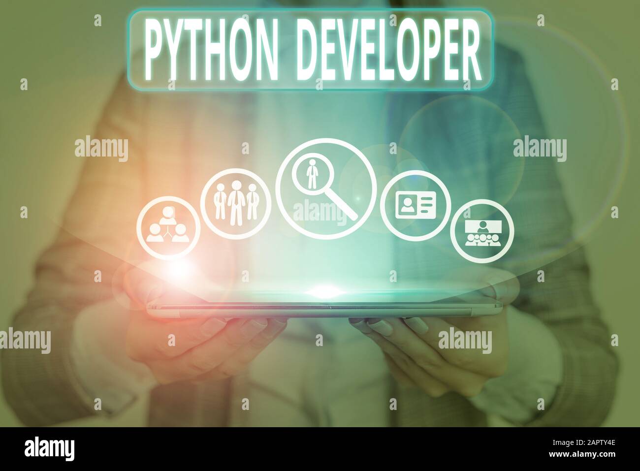 Conceptual hand writing showing Python Developer. Concept meaning responsible for writing serverside web application logic Stock Photo