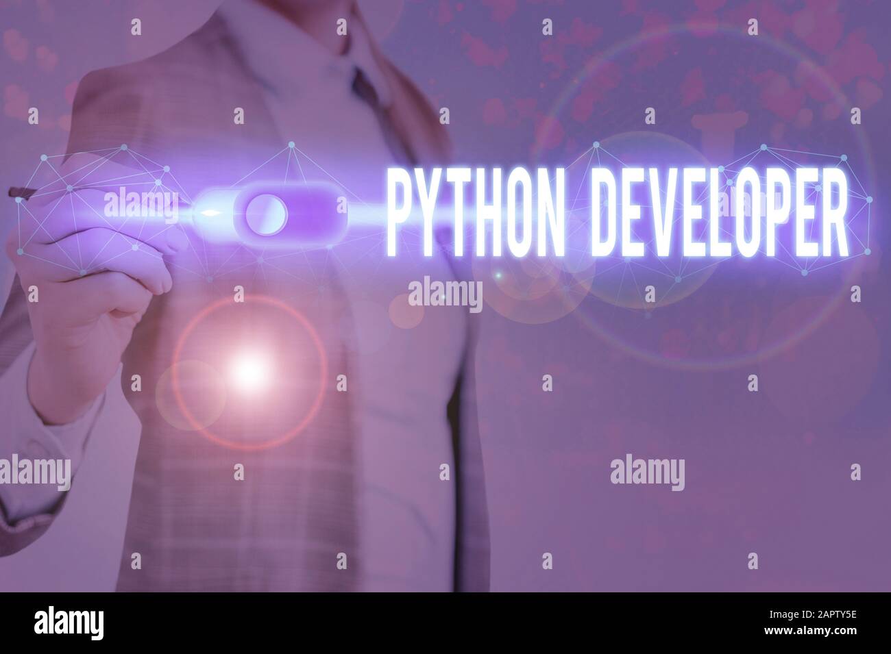 Handwriting text writing Python Developer. Conceptual photo responsible for writing serverside web application logic Stock Photo