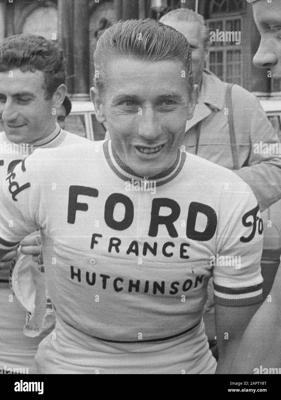 Nederlands: Lucien Aimar, Jacques Anquetil and Arie den Hartog at the Tour de France 1966.; Stock Photo