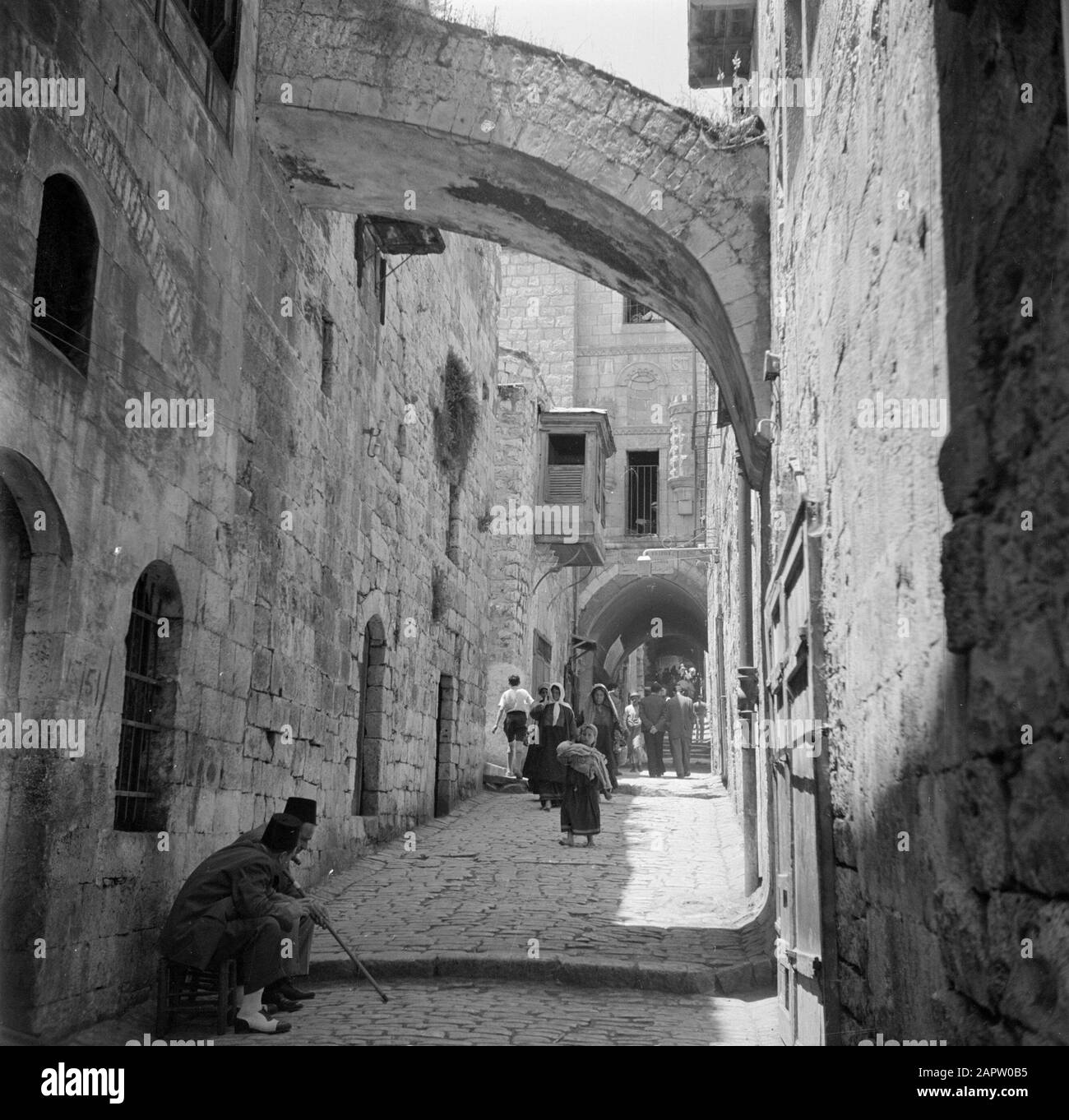 Israel 19481949 Jerusalem. Part of the Via Dolorosa with a brick