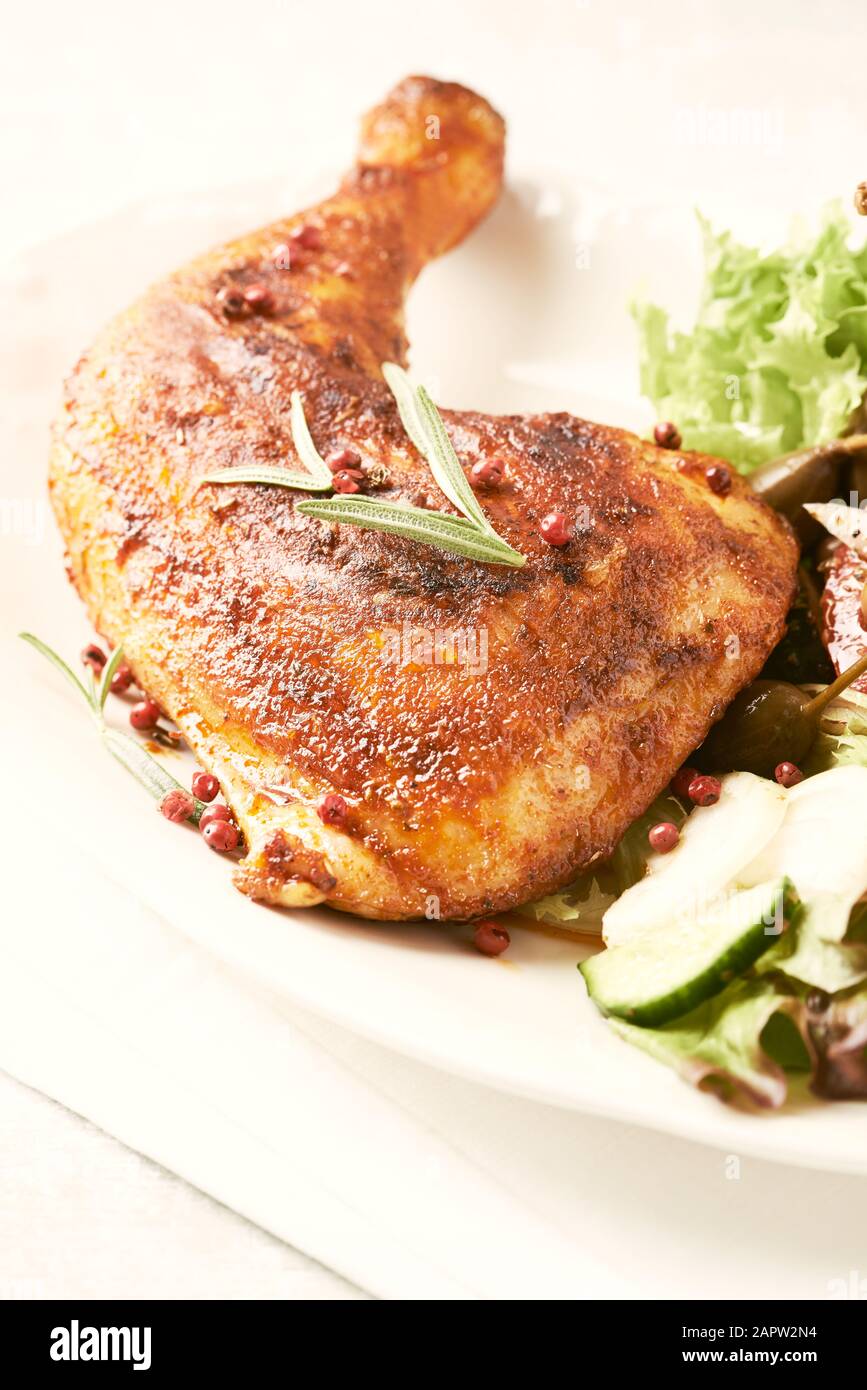 Spicy chicken leg. Close up Stock Photo Alamy