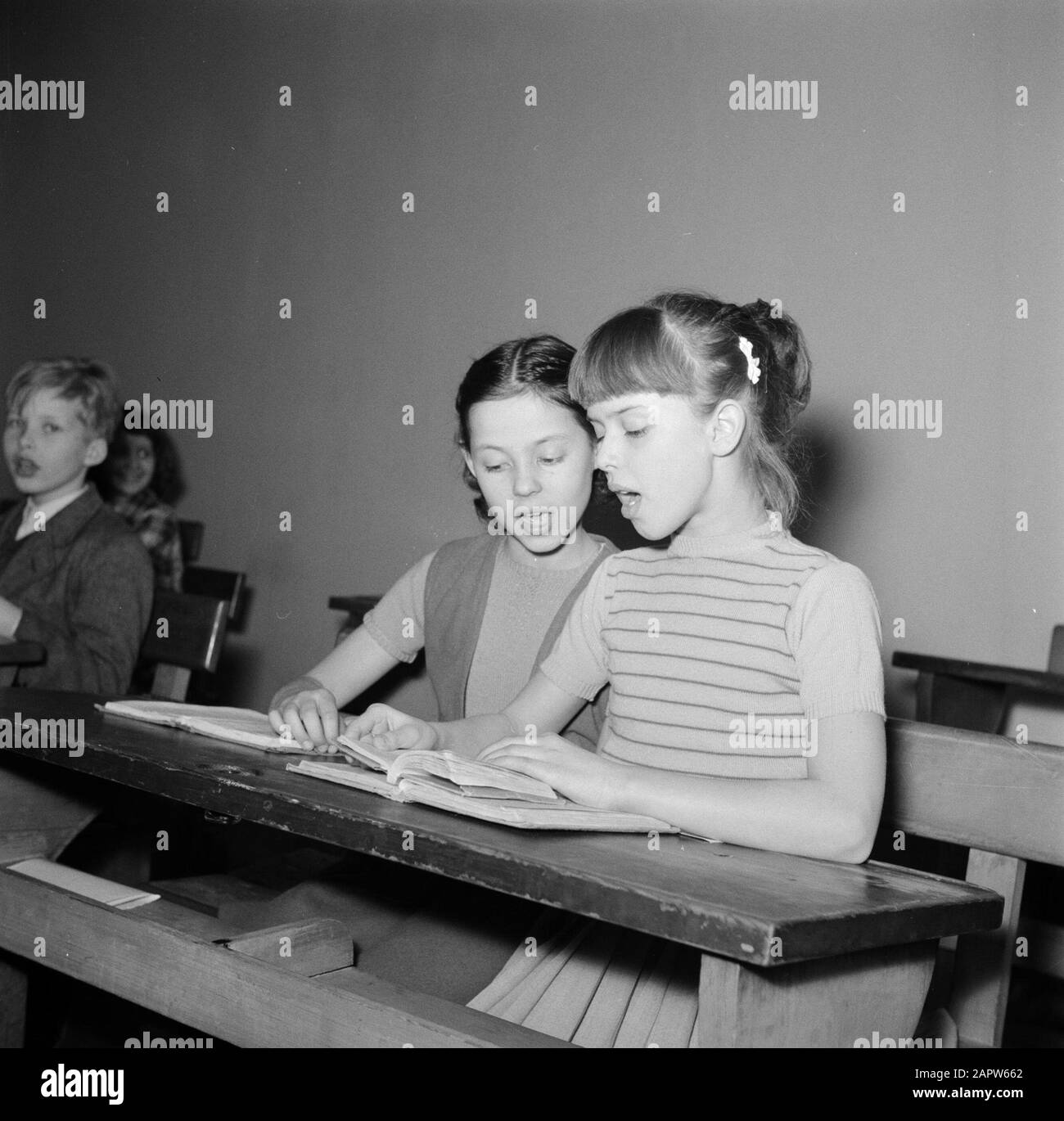Training of the Royal Danish Ballet  Children receive education at the Royal Danish Ballet School Date: March 1954 Location: Denmark Keywords: ballet, dancers, children, teachers , lessons, school classes Stock Photo