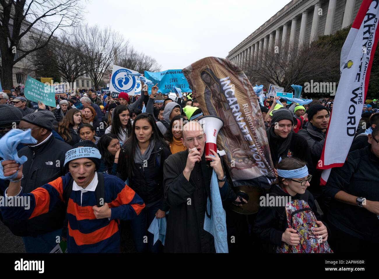 Washington DC, USA. 24th Jan, 2020. People gather for the March for Life on the National Mall in Washington, DC, U.S., on Friday, January 24, 2020. Credit: MediaPunch Inc/Alamy Live News Stock Photo