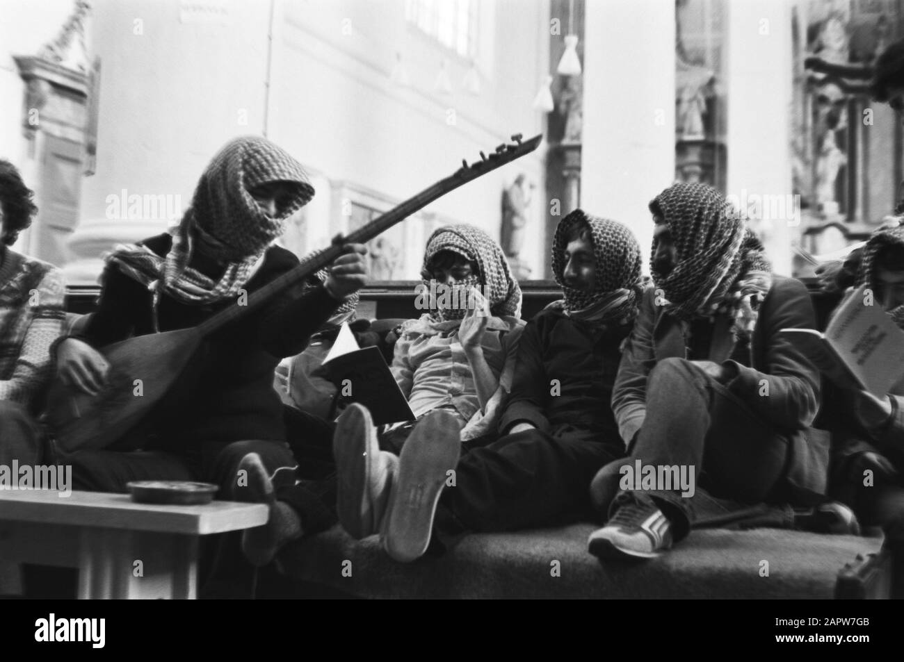 Kurdish Turks still in Moses and Aaronkerk in Amsterdam, in protest against the trials against Kurds in Turkey Date: April 18, 1981 Location: Amsterdam, Noord-Holland Keywords: protests Institutional name: Moses and Aaron Church Stock Photo
