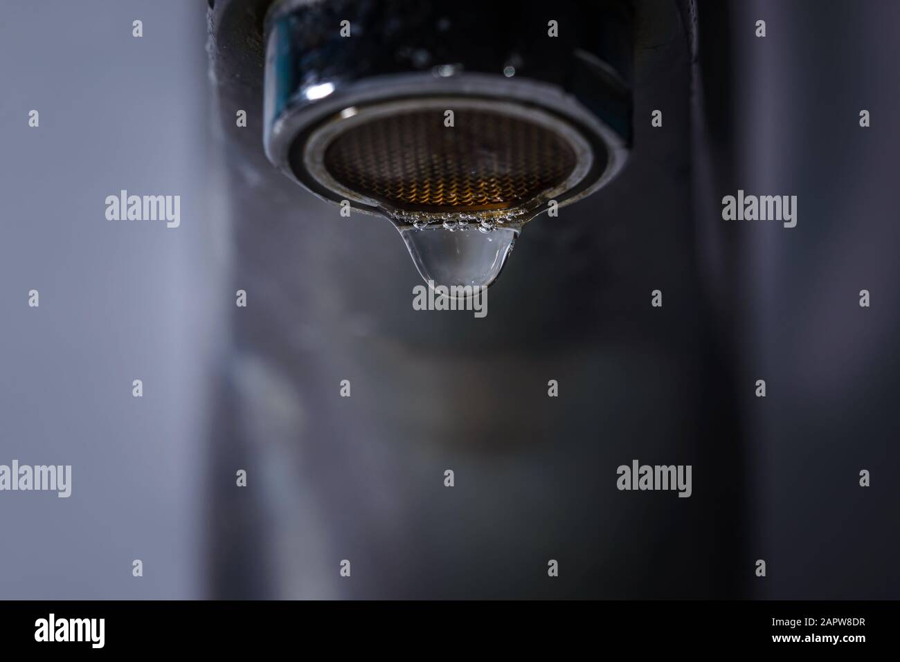 Bathroom tap leaking water drops Stock Photo Alamy