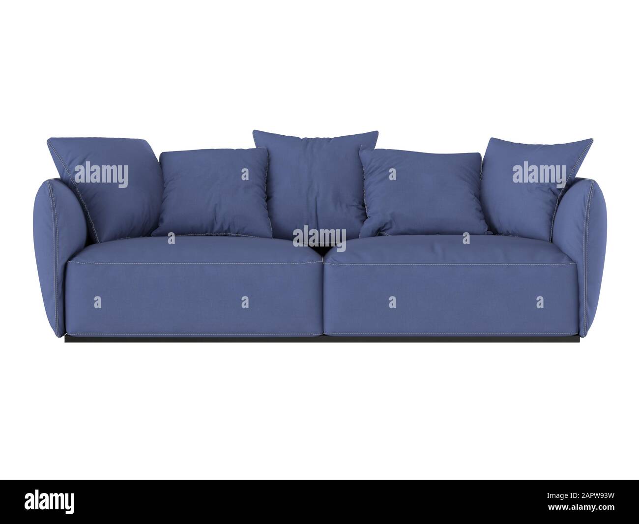 Blue soft sofa with cushions Stock Photo Alamy