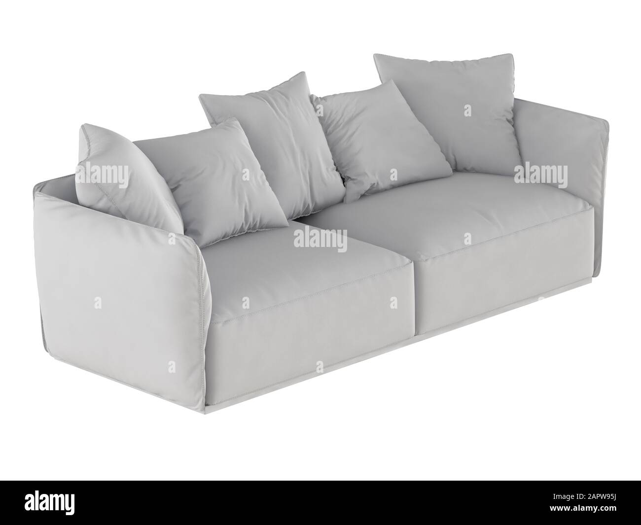 Gray soft sofa with cushions Stock Photo Alamy