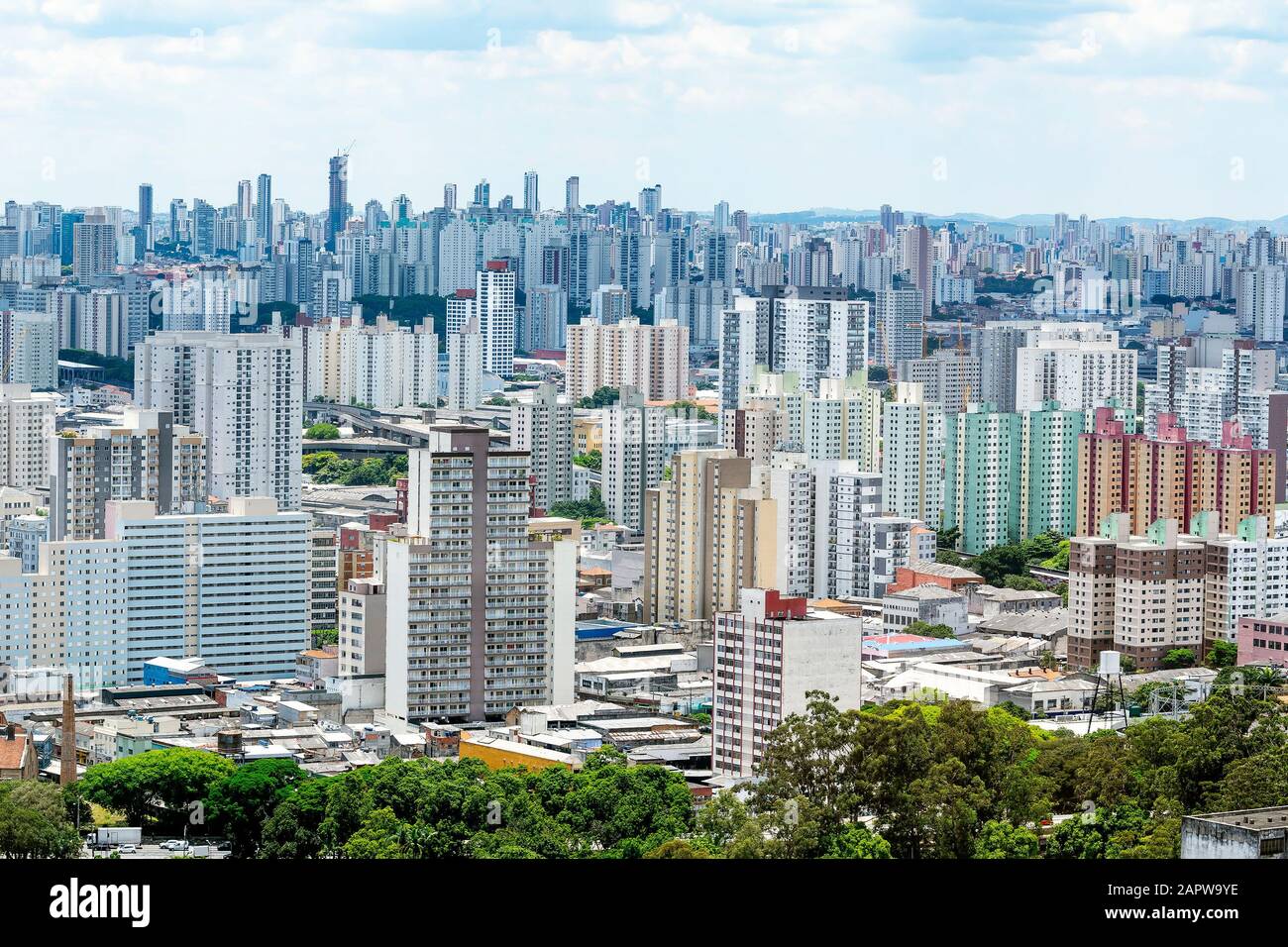 Aerial view of Bras neighborhood region of the city of Sao Paulo