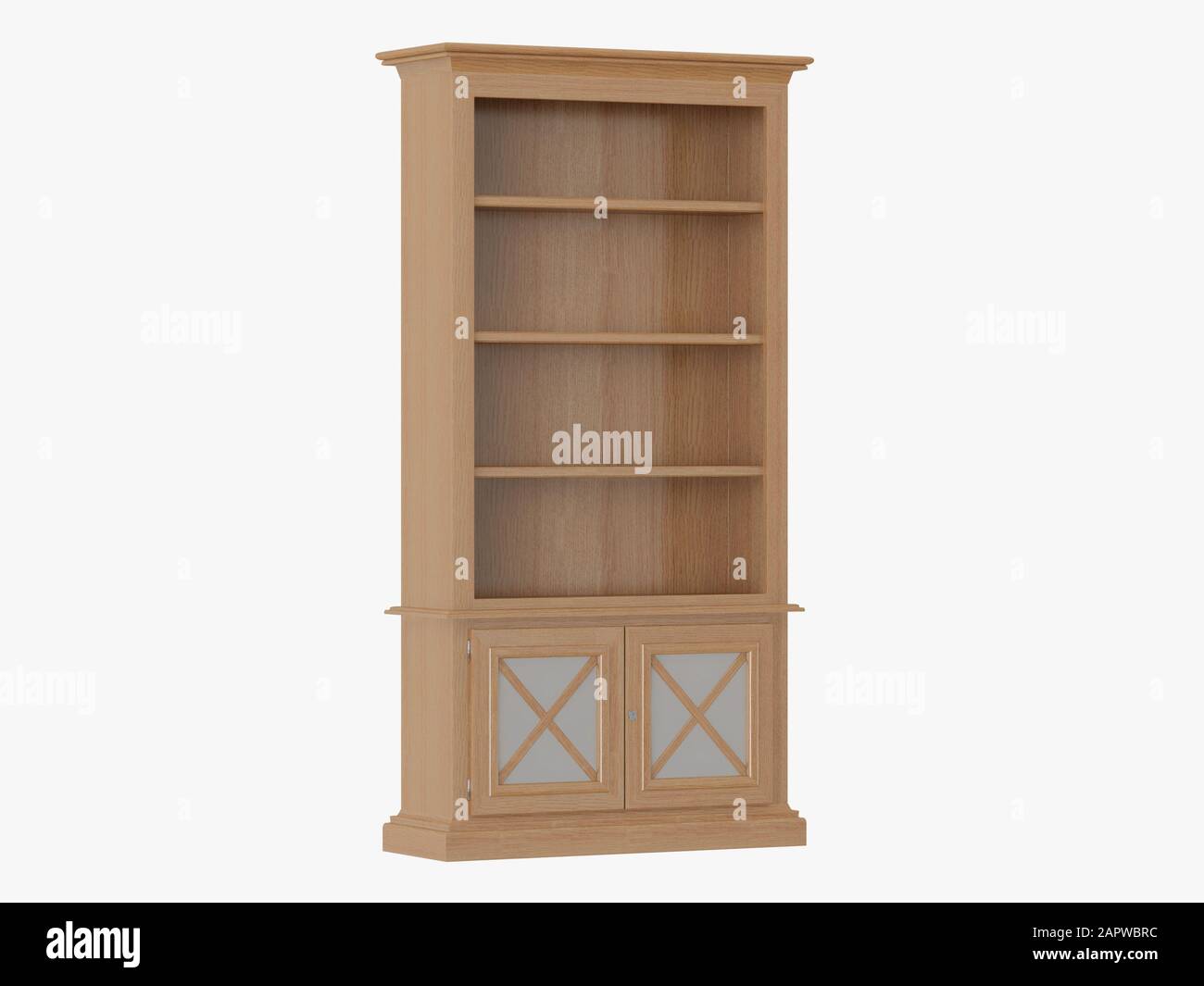 Bookcase brown wood 3d rendering Stock Photo - Alamy