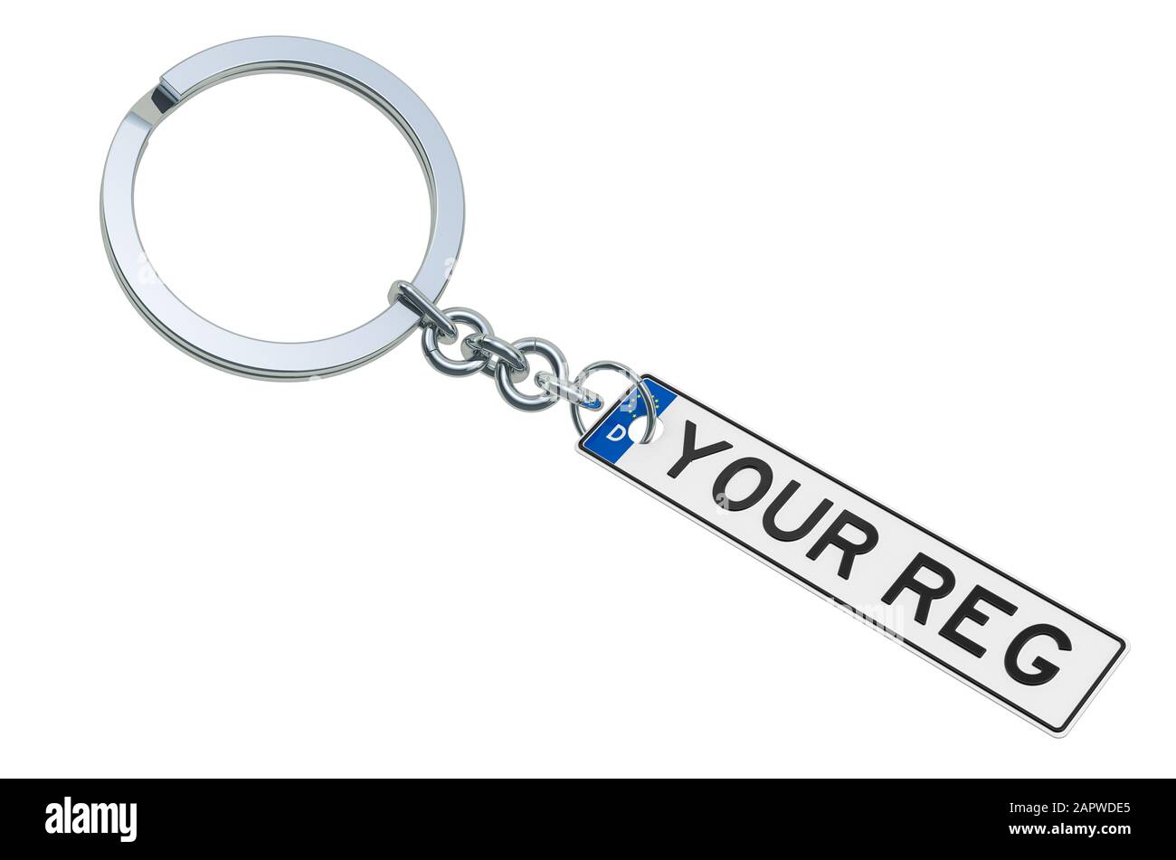 Car number plate keychain, 3D rendering isolated on white background ...