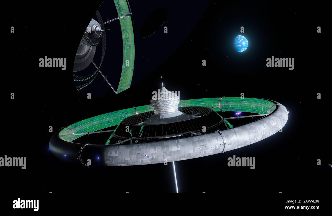 Illustration of a Space Colony Stock Photo