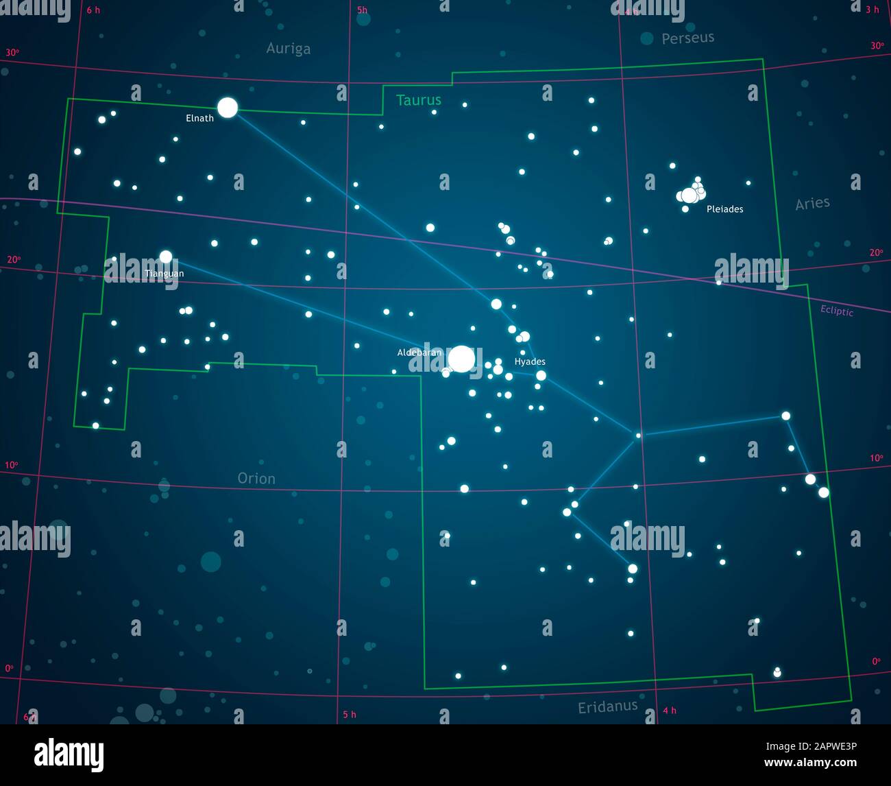 Artwork of Constellation Taurus Stock Photo