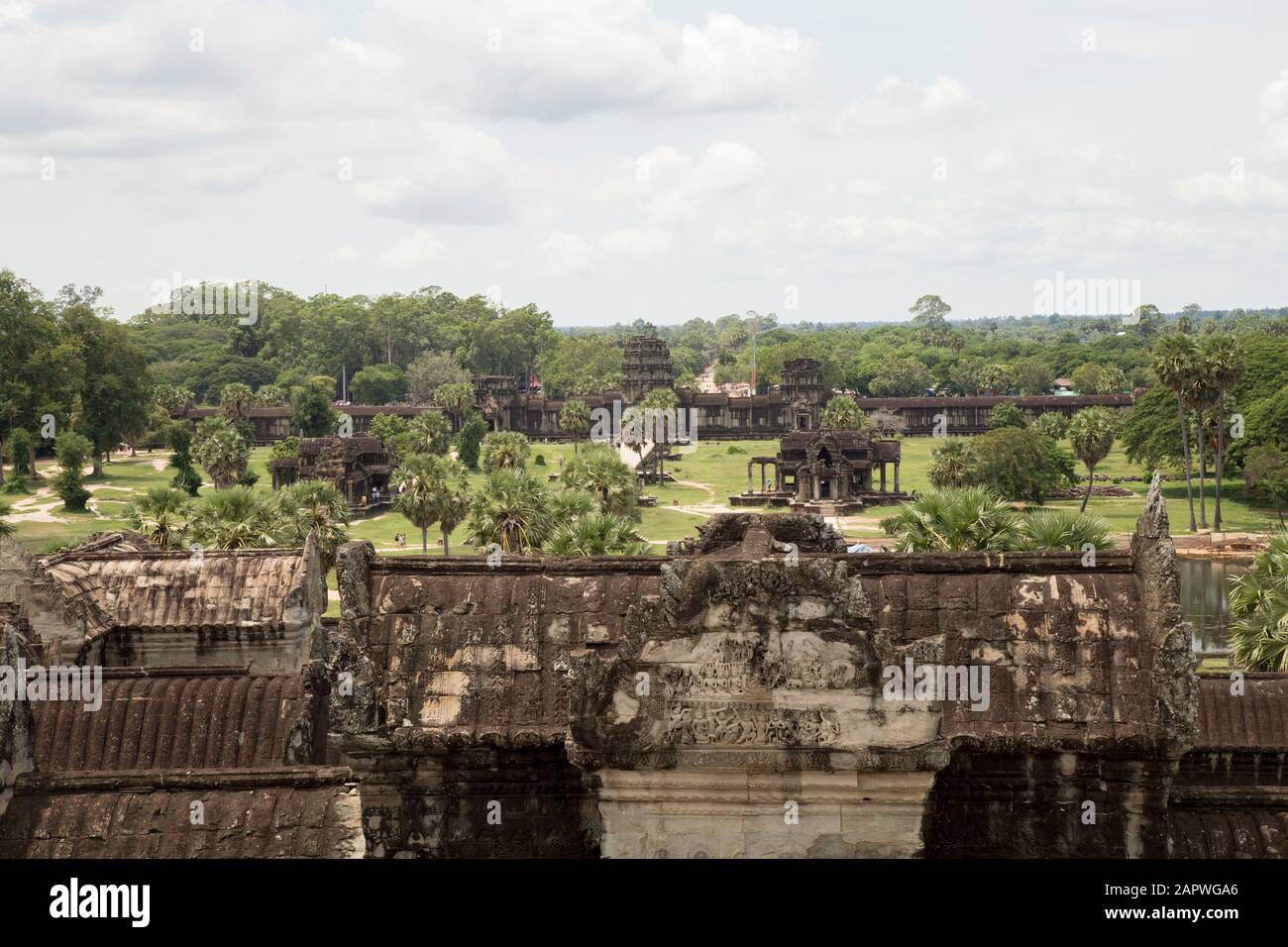 High angle view of the libraries at Angkor Wat, Siem Reap Stock Photo