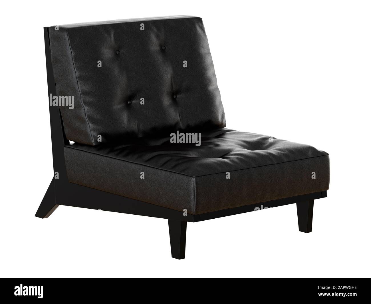 Black leather chair on a white background Stock Photo - Alamy