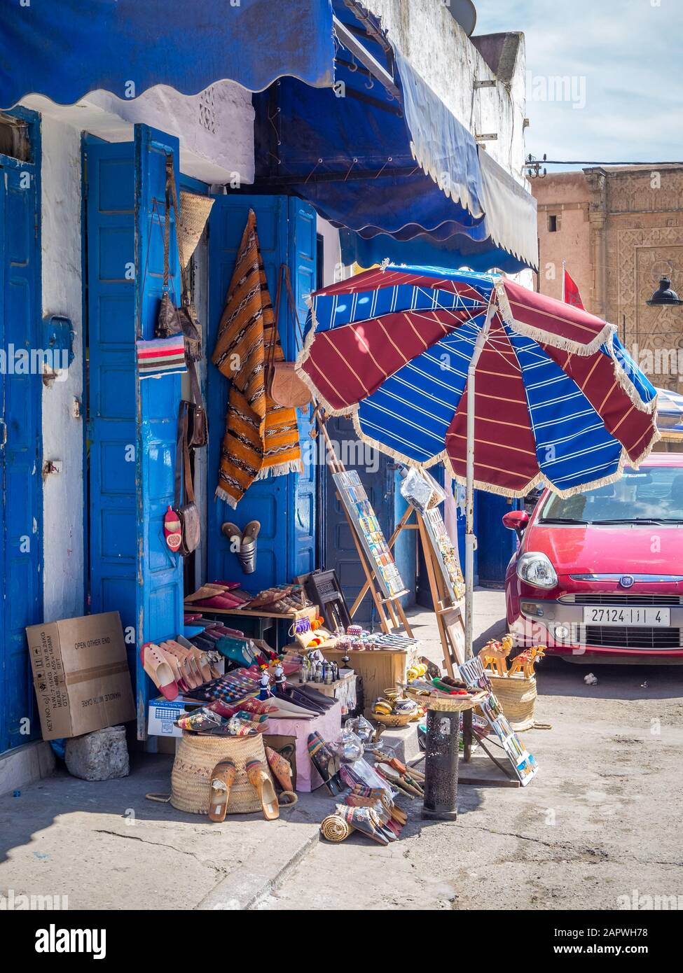 RABAT, MOROCCO - Jun 04, 2018: Traditional Moroccan street market or souk in the old part of Rabat medina Stock Photo