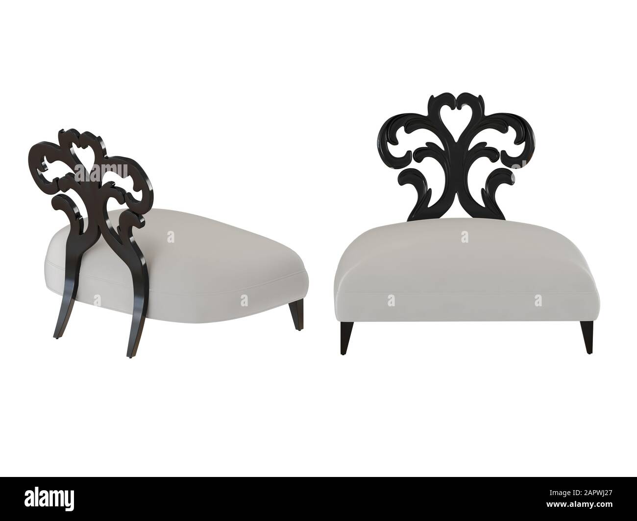 Soft chair with a beautiful back from the patterns on a white ...