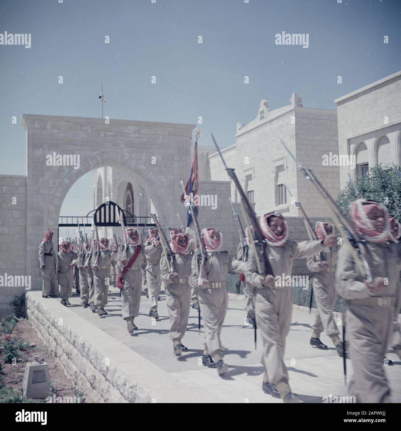 Middle East: Jordan 1953 Military parade of the royal bodyguard at the