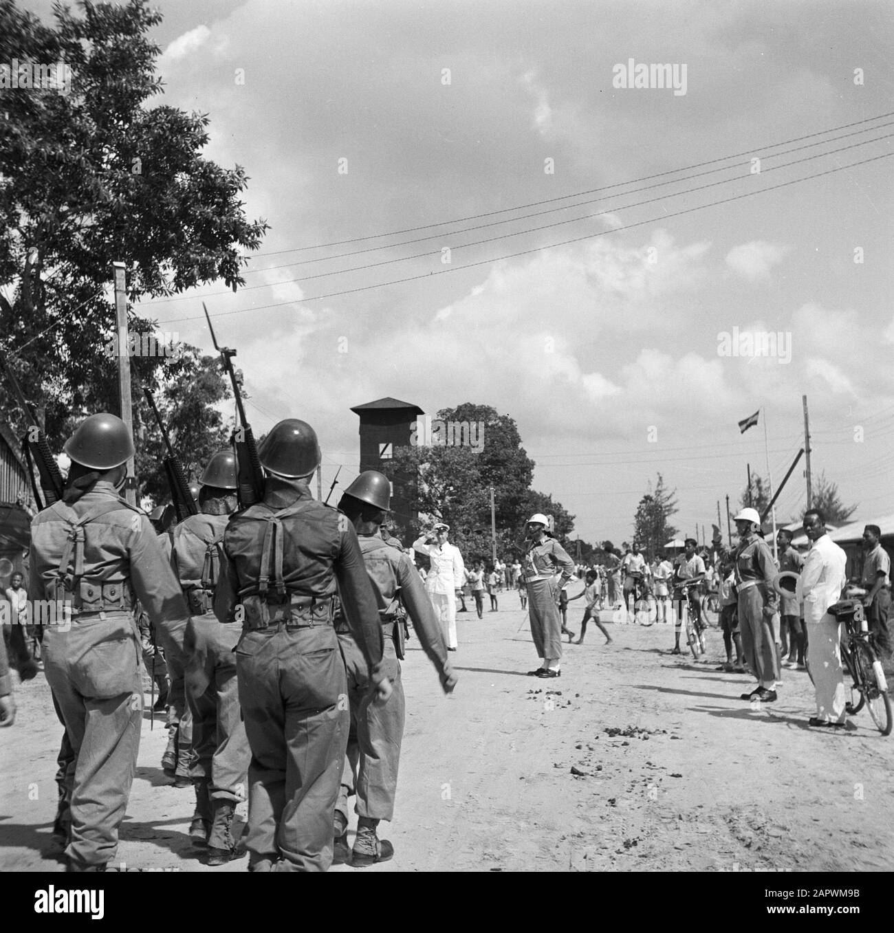 Travel to Suriname and the Netherlands Antilles  Miltaire parade in Paramaribo Date: 1947 Location: Paramaribo, Suriname Keywords: military parades, military Stock Photo