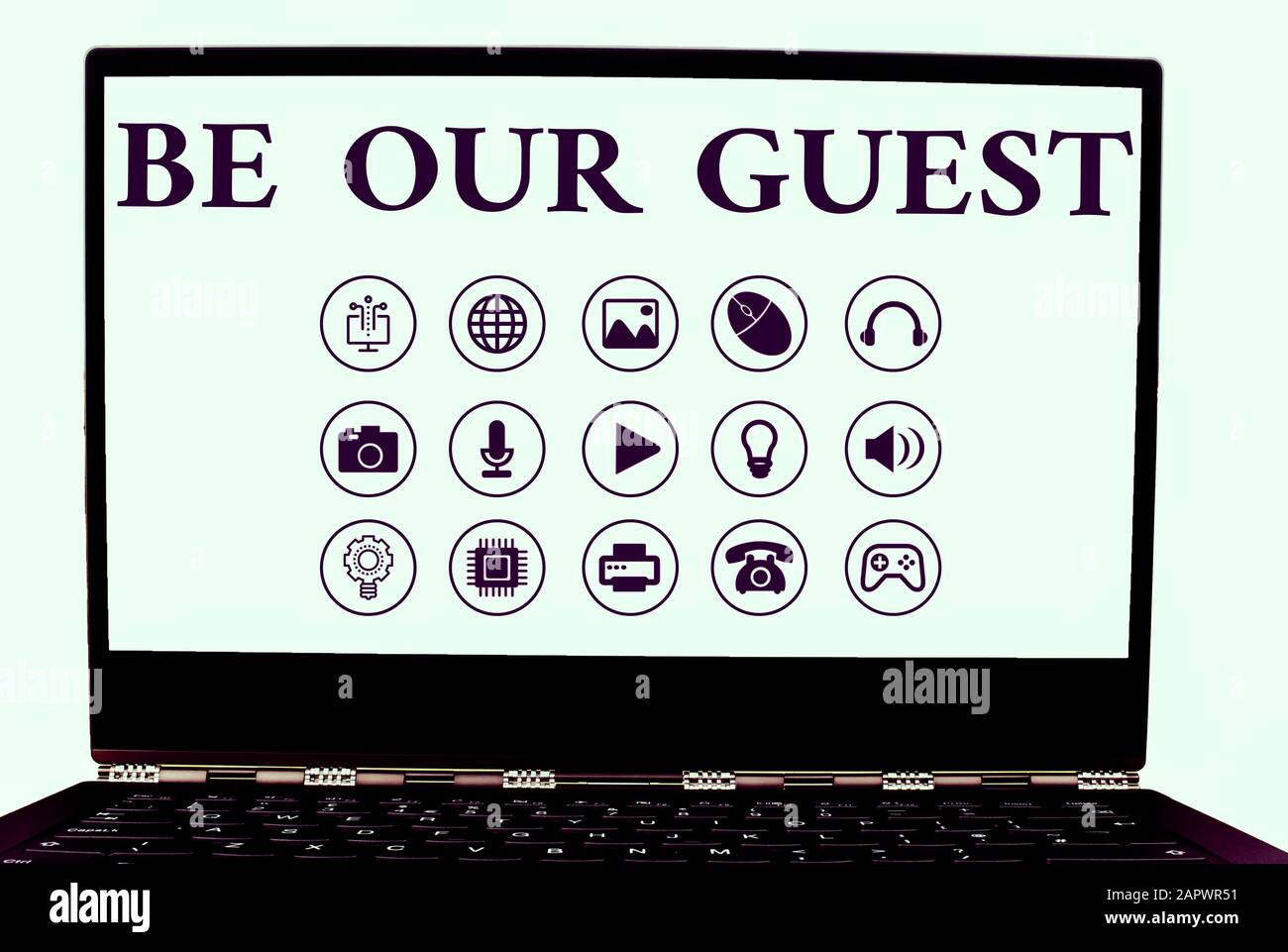 Conceptual hand writing showing Be Our Guest. Concept meaning You are