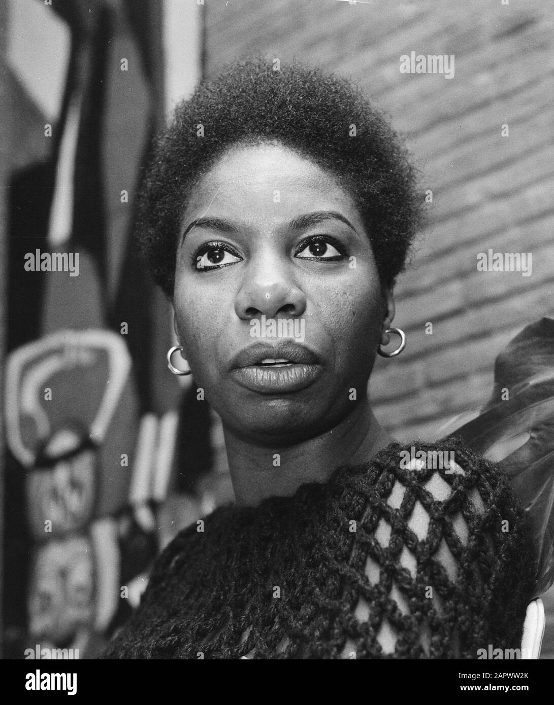 Portrait of American singer Nina Simone who will appear on television at Christmas; Stock Photo