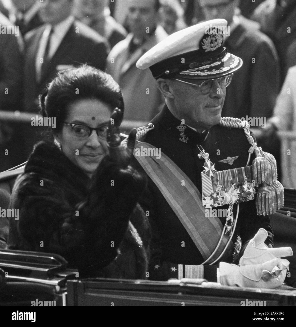 State Visit Queen And King Of Nepal Queen Of Nepal And Prince Bernhard In Carriage On The Way To Palace On The Dam Square Stock Photo Alamy
