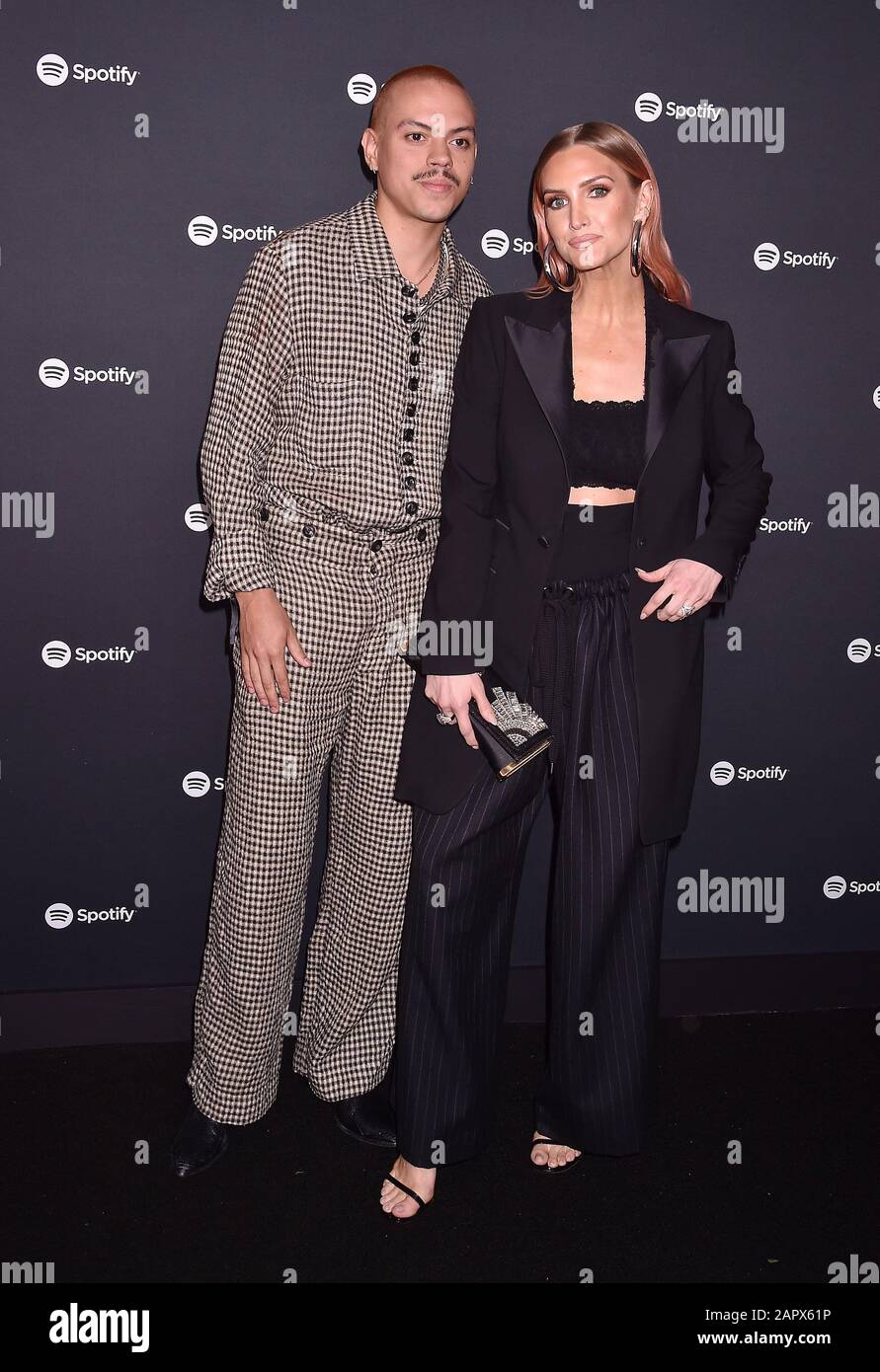 WEST HOLLYWOOD, CA - JANUARY 23: Evan Ross and Ashlee Simpson attend at the Spotify Best New Artist 2020 Party at The Lot Studios on January 23, 2020 in Los Angeles, California. Stock Photo