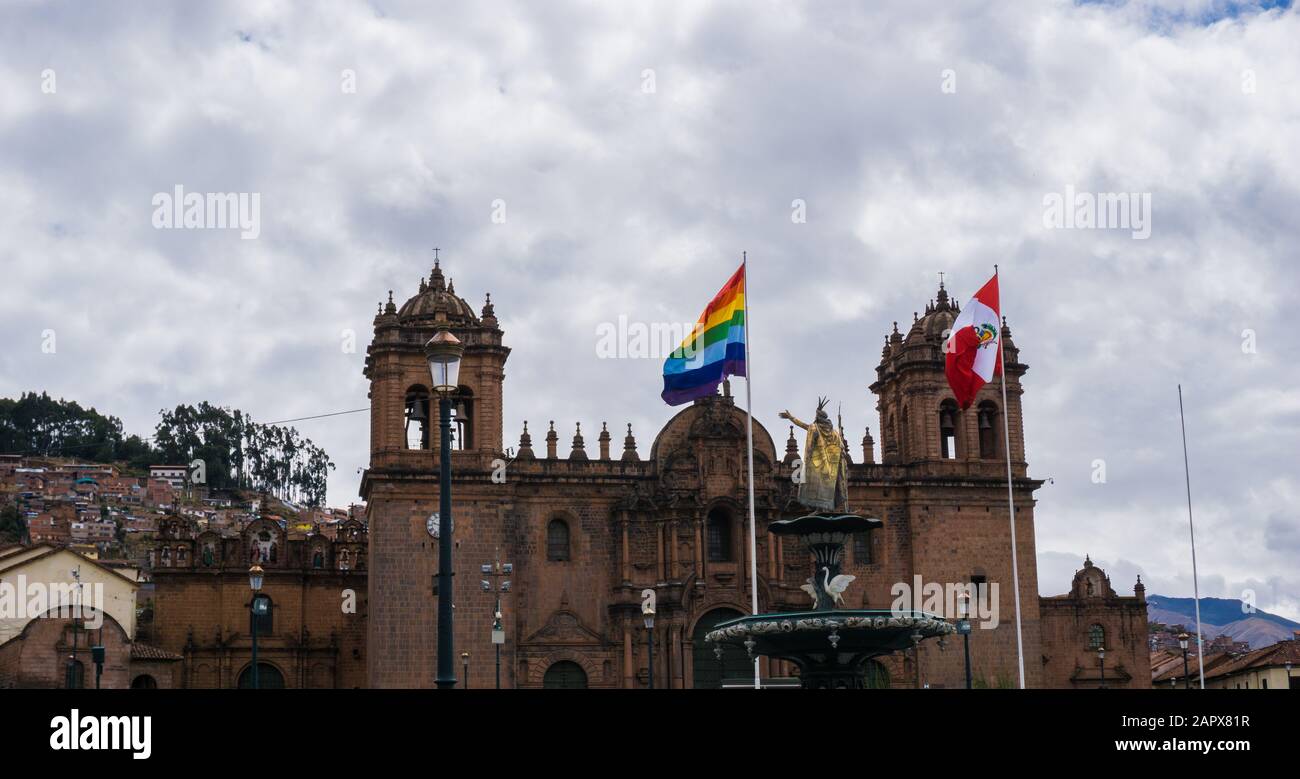 Cusco Cathedral located on the main square of Cusco in Peru Stock Photo