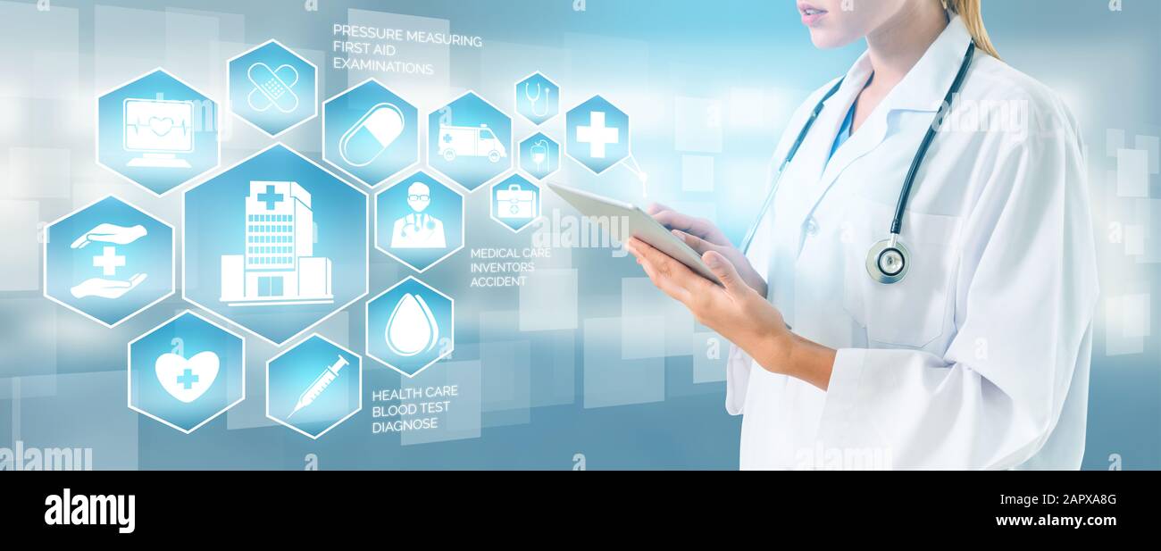 Medical Healthcare Concept Doctor In Hospital With Digital
