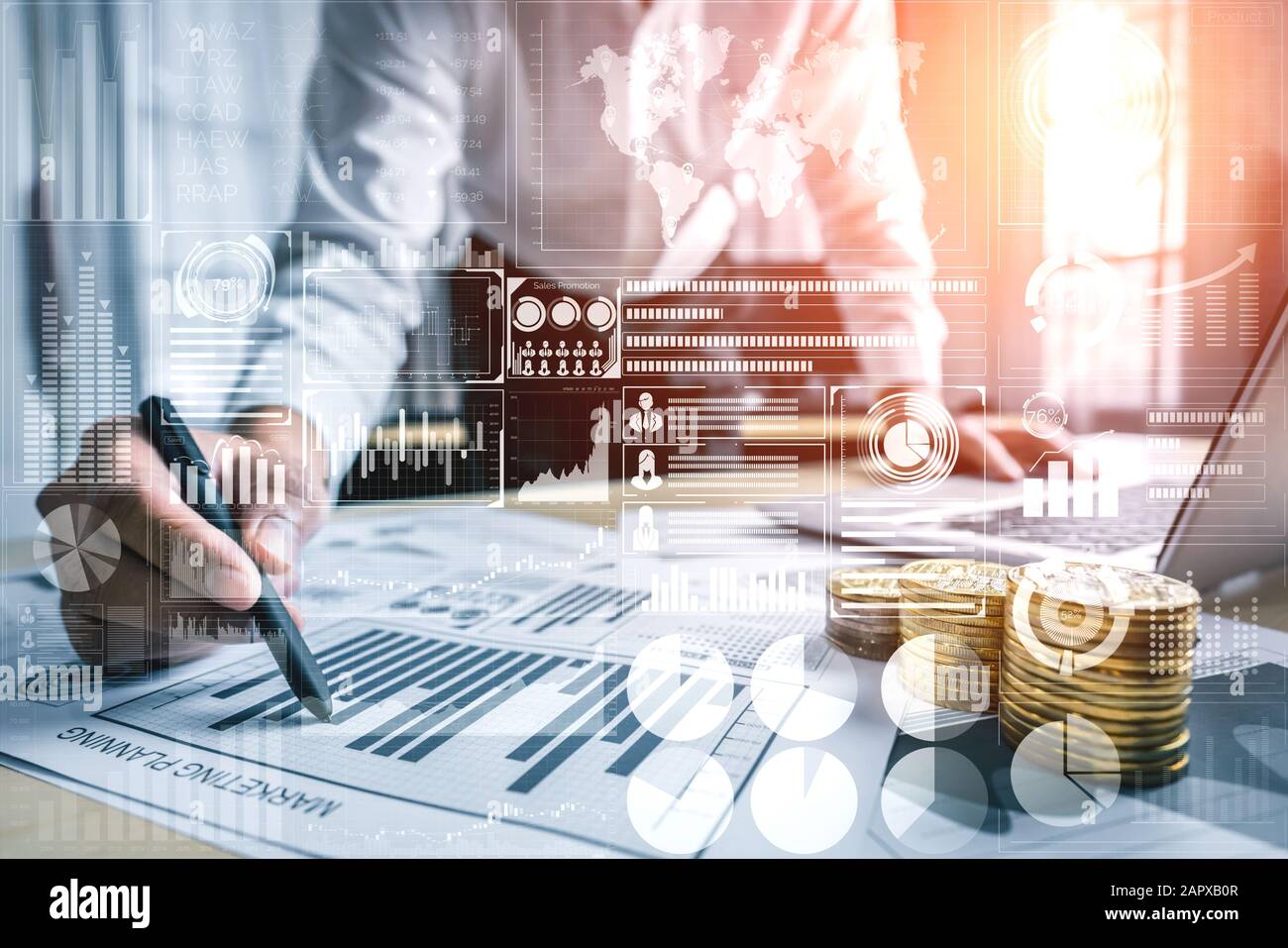 Data Analysis for Business and Finance Concept. Graphic interface ...
