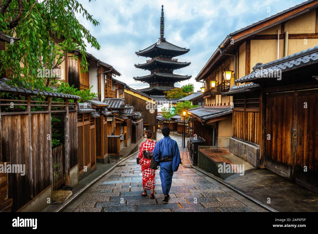 Kyoto, Japan Culture Travel Asian traveler wearing traditional Japanese kimono walking in