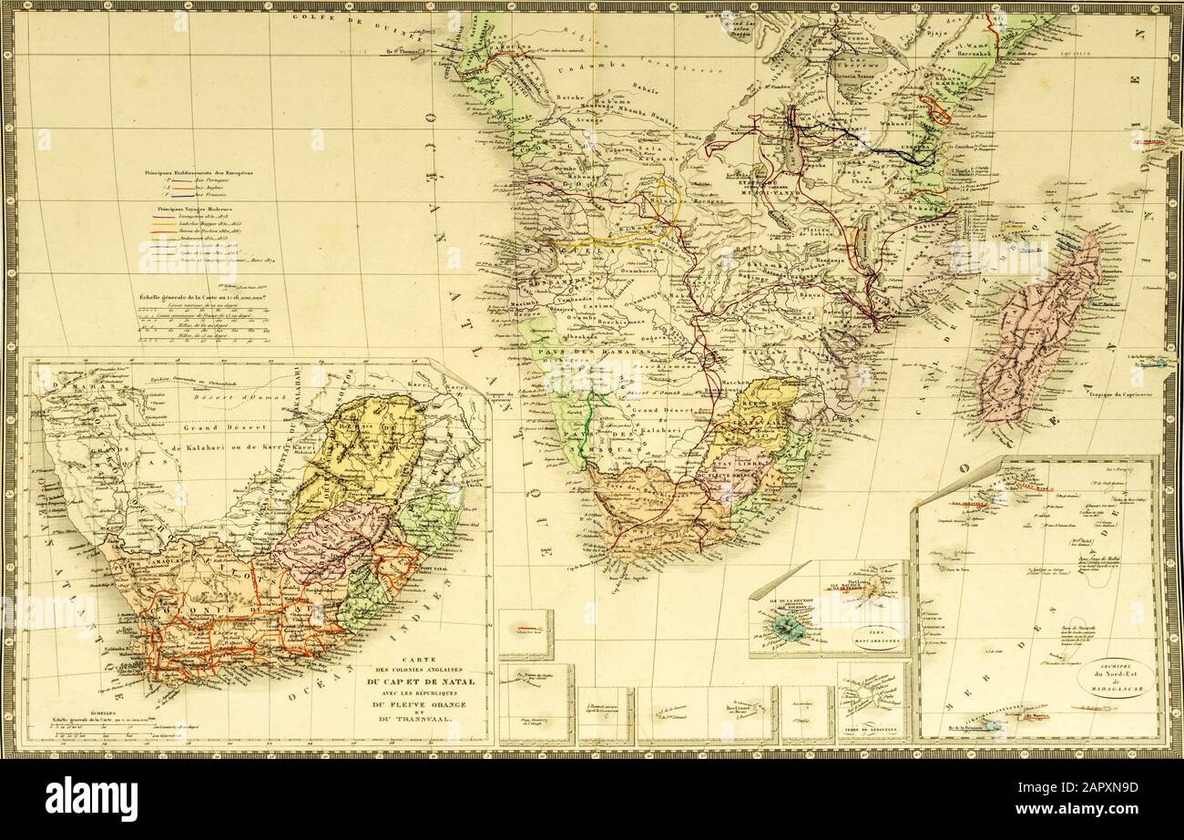 Historical map around 1875, South Africa Stock Photo