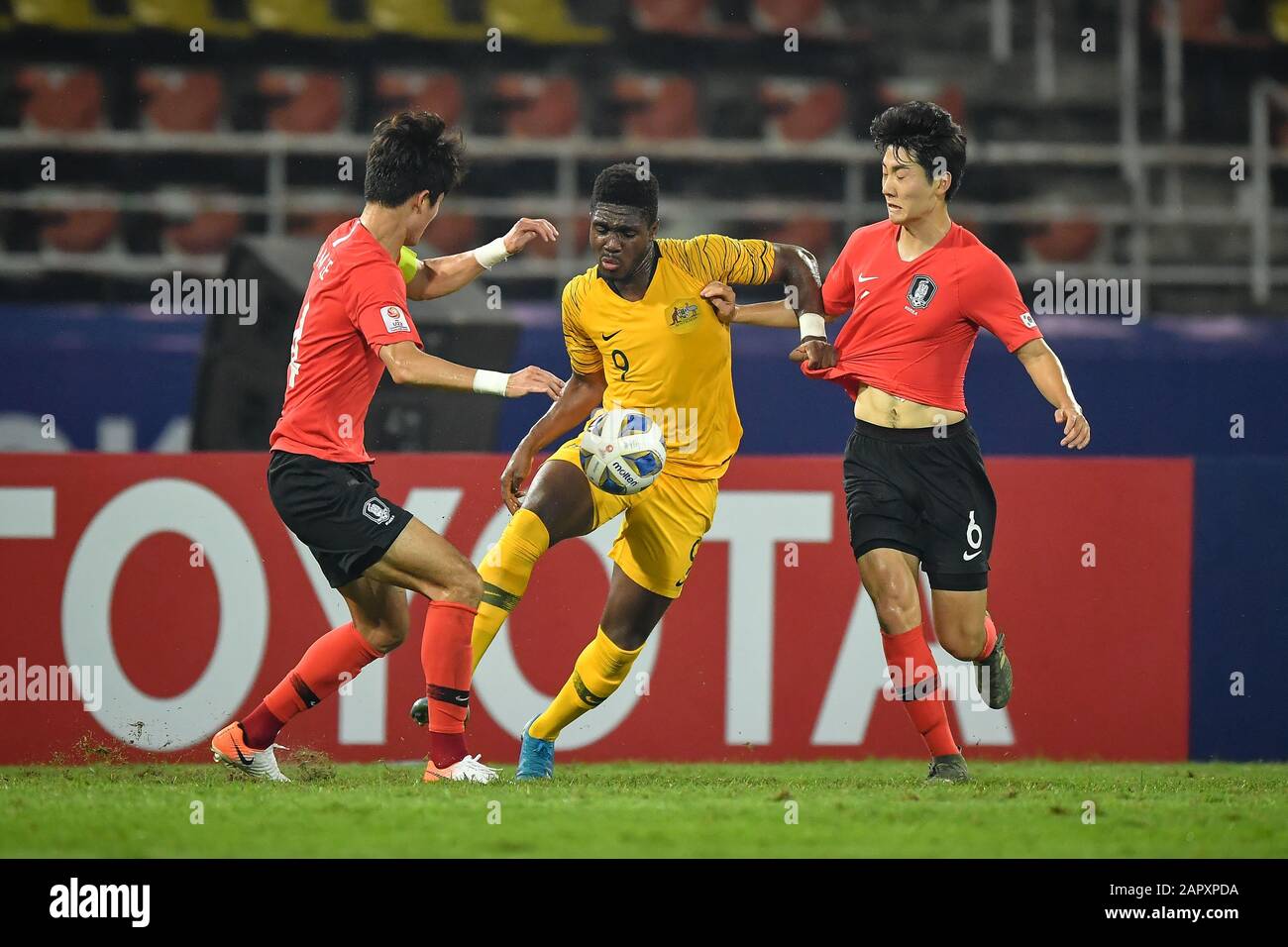 Pathum Thani Thailand 22nd Jan Al Hassan Toure C Of Australia Seen In Action During The Afc U 23 Championship Semi Final Match Between Australia And Korea Republic At Thammasat Stadium In Pathum Pathum Thani Thailand 22nd Jan Al Hassan Toure C Of Australia Seen In Action During The Afc U 23 Championship Semi Final Match Between Australia And Korea Republic At Thammasat Stadium In Pathum