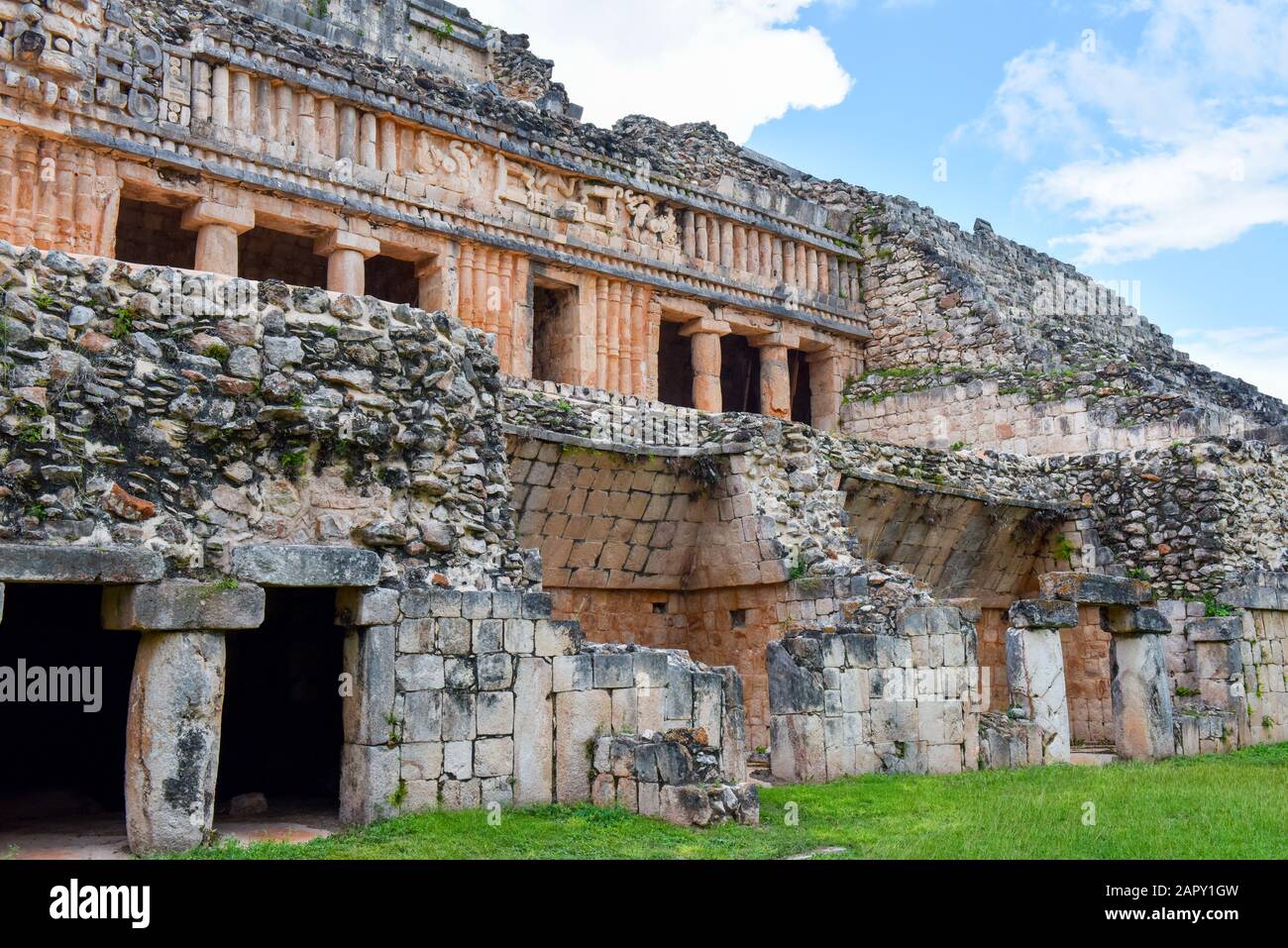 The Great Palace of Sayil, Mayan ruins, Puuc region, Yucatan Mexico Stock Photo