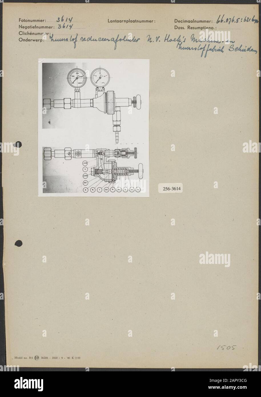 Oxygen reduceerafer of NV Hoeks Machine en Oxygenstoffabriek at