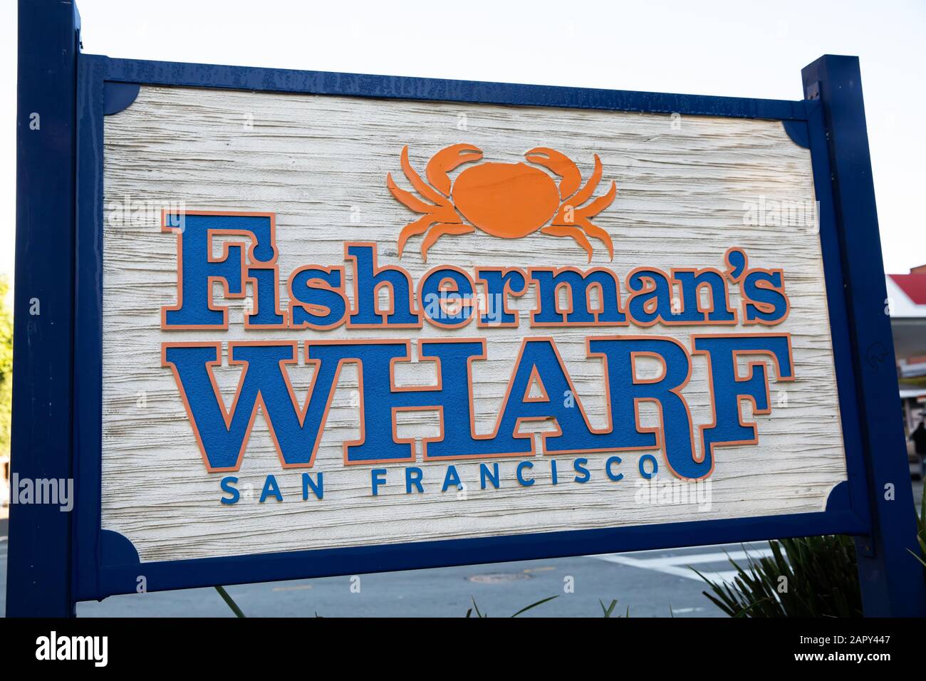 Large wooden sign in Fisherman's Wharf, San Francisco, USA Stock Photo ...