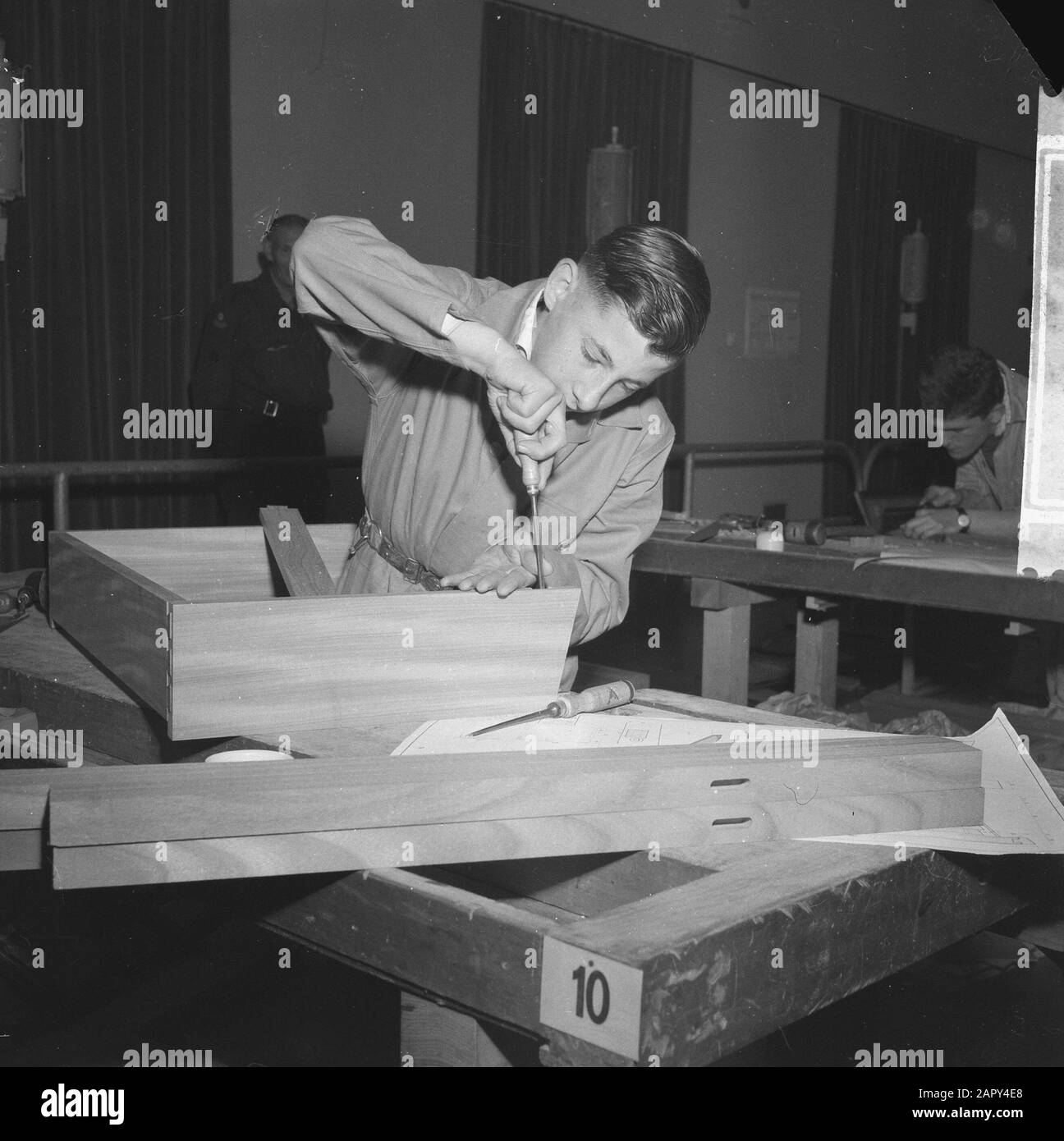 Competition furniture makers. Boy makes writing table Date October 10