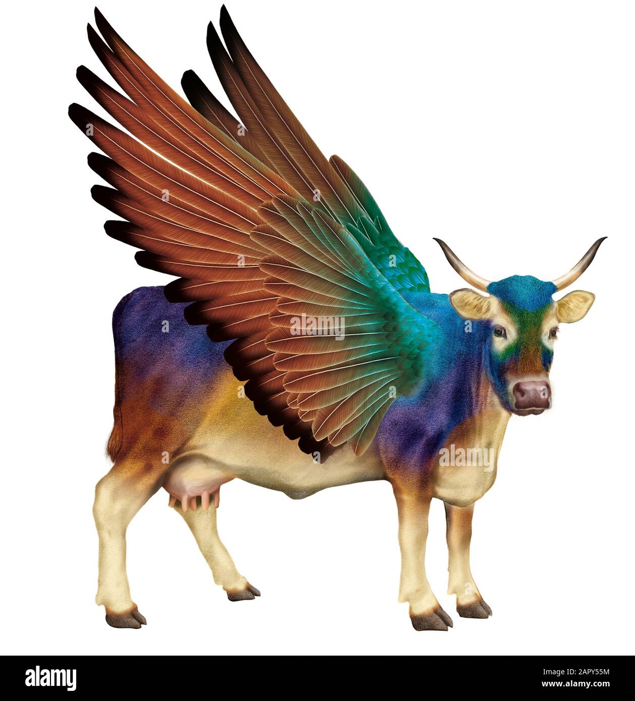 Illustration cow with wings imaginary realistic Stock Photo Alamy