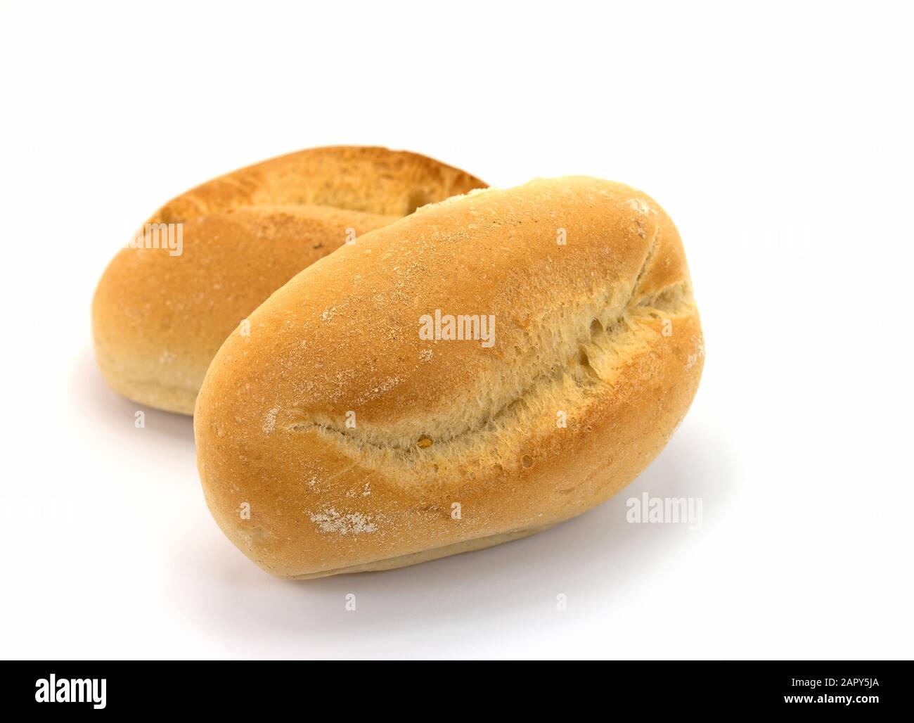 Wheat bun against white background Stock Photo
