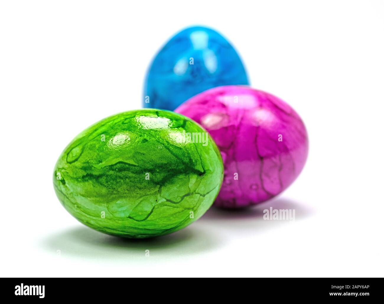 Colorful easter eggs against white background Stock Photo