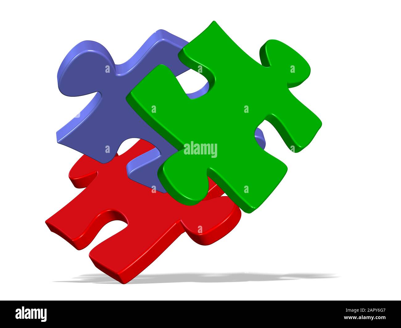 Colorful puzzle pieces against white background, 3D illustration Stock ...
